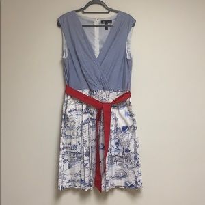 Blue & White striped A-Line Dress